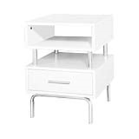 White And Chrome Victoria 1 Drawer Bedside Cabinet