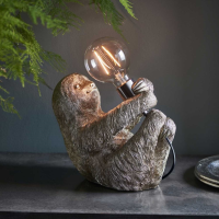 Vintage Sleepy Sloth Table Lamp in Silver Finish with Chrome Lamp Holder 23x28x14.5cm