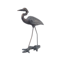 Modern Style Verdigris Bronze Finish Arched Heron Resin Sculpture 70.6 x 53cm