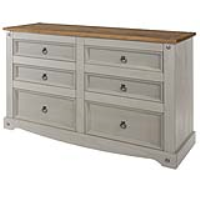 Corona Modern Solid Pine Grey Painted Chest of 6 Drawer 132.1cm Wide