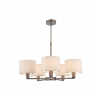 Traditional Antique Small Bronze White Shaded Living Room 5 Pendant Light 65.5x57cm