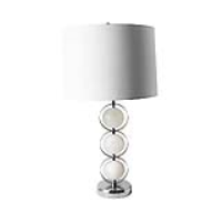 74cm White Marble Table Lamp With White Linen Shade