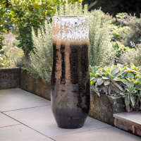 Large Black Floor Standing Outdoor Garden Vase Rustic Speckled Effect