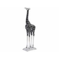 Exotic Giant Tall Electroplated Silver and Black Giraffe Sculpture Head Forward 92cm Tall