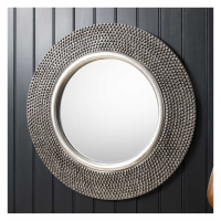Round Frame Wall Mirror With Raised Bobble Bead Effect Pewter Finish 80cm Diameter