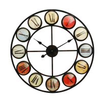 Smarty Round Iron Clock Roman Numerals Coloured Domed Glass 68cm Diameter