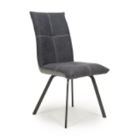 Ariel Linen Effect Fabric Two Tone Dark Grey Kitchen Dining Chair on Black Rubber Wood Tapered Legs