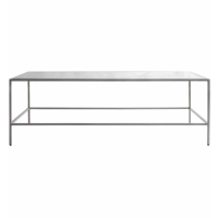 Modern Style Metal And Glass Silver Finish Living Room Coffee Table 40 x 120cm
