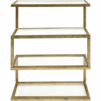 Ullswater Iron Four Shelf Wall Unit Aged Champagne Finish With Glass Shelves