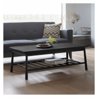 Nordic Style Rectangular Black Solid Wooden Sofa Coffee Table With Shelf 42.5x120x65cm