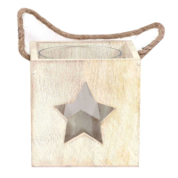 Washed Wood Large Star Tealight Candle Holder