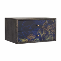 Shangri La Wall Mounted Blue Bedside Table Cabinet With 2 Drawers Shabby Chic