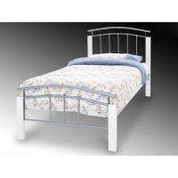Tetras Silver Metal Framed With White Painted Posts 90cm Single 3ft Bed Frame