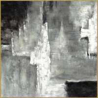 Timeless Large Black And White Layered Solid Wood Abstract Hand Painting 120x120cm