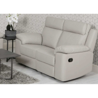 2 Seater Electric Power Recliner Sofa Putty Grey Leather 154cm Wide