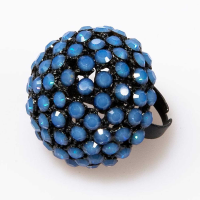 Half Golf Ball Ring White Opal Sky Blue