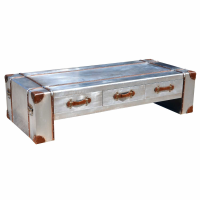 Urban Chic Industrial Aluminium Style Silver 6 Drawer Coffee Table