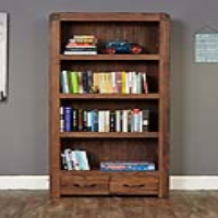 Walnut Large 178cm Tall 2 Drawer Narrow Bookcase Satin Lacquered Finish