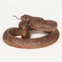 Modern Style Metal Bronze Finish Coiled Ornamental Rattlesnake Figurine 43 x 15cm