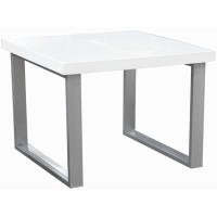 Sierra Modern 60cm Square White High Gloss End Lamp Table on Metal Legs