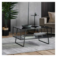 Putney Modern Glass Top and Black Iron Frame Single Shelf Coffee Table 50x100cm