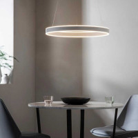 Gen Modern Circular Ring Acrylic and Steel Pendant Light in Matt Nickel Finish