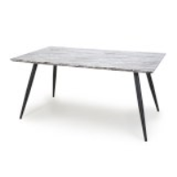 Modern Grey Marble Effect Top 160cm Kitchen Dining Table Black Tapered Metal Legs