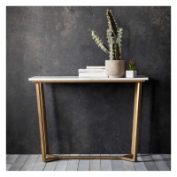 Modern Style White Volakas Marble And Bronze Rectangular Console Table 80 x 110cm