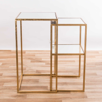 Gin Shu Gold Leaf Parisienne Metal Set Of 2 Mirrored Nesting Tables