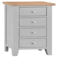 Modern Style Oak Wood Grey Painted Narrow 4 Drawer Bedroom Chest 100 x 55cm