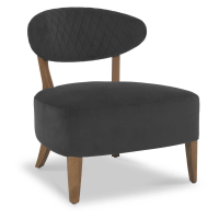 Margot Retro Style Beech And Gun Metal Velvet Upholstered Occasional Chair 78.5x68cm