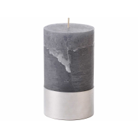 Libra Dark Grey Rustica Pillar Candle With Steel Band Base 7x12cm