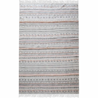 Andujar Hand Woven Pit Loom Grey And Blush Pattern 160x230cm Cotton Rug