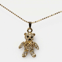 Mini Bow Teddy Necklace Gold