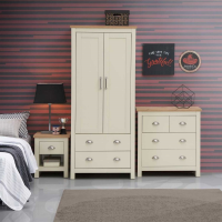 3 Piece Bedroom Set (2 Door Wardrobe, 2+2 Chest, 1 Drawer Bedside)