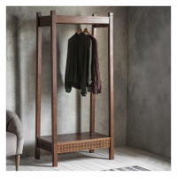 Teak Dark Wood and Mahogany Retreat Open Bedroom Wardrobe 174 x 80cm
