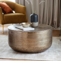 Modern Round Antique Bronze Metal Low Coffee Sofa Table 80cm Diameter
