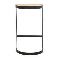 Industrial End Table With Wooden Top