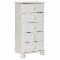 Copenhagen 5 Drawer Narrow Chest in White