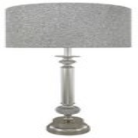 Nickel Diamante Candlestick Table Lamp With 19 Inch Grey Faux Silk Drum Shade