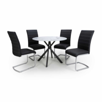 Avesta White and 4 Callisto Black Dining Set