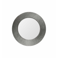 Modern Round Threaded Frame Antique Nickel Satin Finish Wall Hanging Mirror 65.5cm Dia