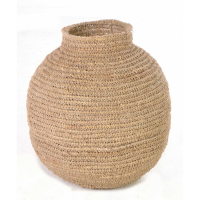 Plain Rounded Curved Shape Woven Storage Basket 45cm Diameter