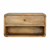 Scandinavian Curved Edge Wall Mounted Modern Single Drawer Bedside Table 25x45cm
