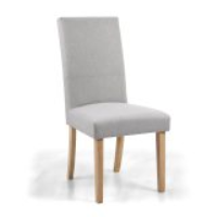 Beige Cream Studded Fabric Upholstered Dining Chair on Light Oak Legs