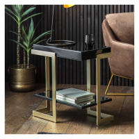 Modern Style Bronze Metal and Tempered Glass Top Living Room Side Table 62x60cm