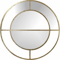 Derwent Round Window Illusion Gold Framed Modern Wall Mirror 77.5cm Diameter