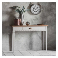 Modern Style Bronte Mahogany Taupe Grey Painted Hallway Console Table with Drawer 80x110cm