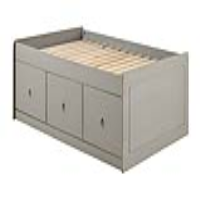 Modern 3 Drawer 3ft Single 100cm Antique Grey Wax Pine Cabin Kids Bed