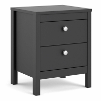 Madrid Modern Style Lacquered Finish Simple 2 Drawer Bedroom Bedside Table 54x44cm